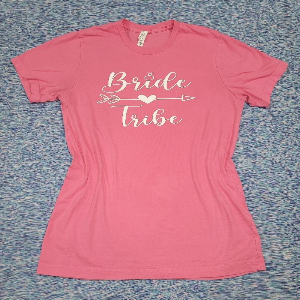 Bella Canvas Size Medium Pink Bride Tribe Shortsleeve Tee Shirt Top
